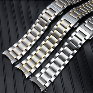 Replacement Band Strap Clasp Watch Metal Solid Curved Stainless Steel Universal
