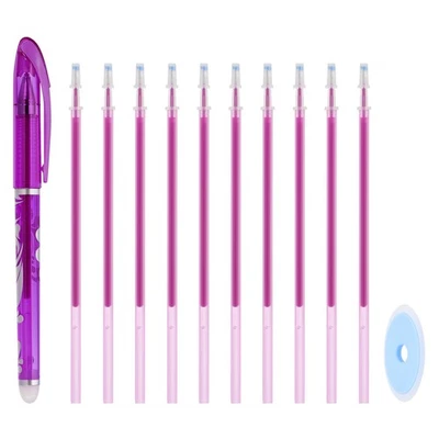 Bolígrafos de gel borrables con 10 recambios y 1 gomas de borrar, tinta púrpura de 0,5 mm Foto 1 de 4