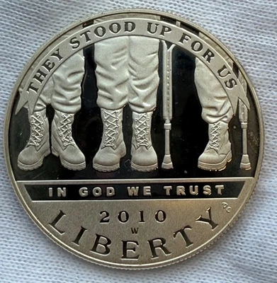2010 W proof Silver 1oz Dollar Disabled Veterans Commemorative - Image 1 of 2