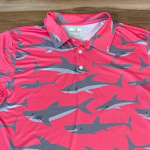 Polo da golf Obnoxious Golf Stampa Squalo Manica Corta Divertente Uomo Taglia L - Foto 1 di 8