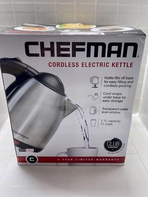Chefman Cordless Electric Kettle, 1.7L / 7+ Cups, BPA-Free! New! Fast Shipping!! - Image 1 of 4