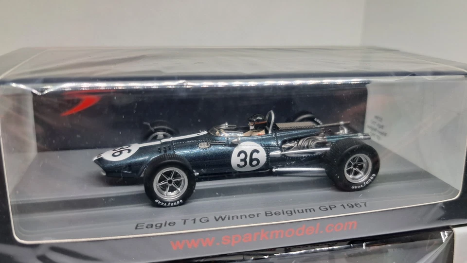 SPARK S2399 1/43 F1 EAGLE WESLAKE T1G DAN GURNEY WINNER BELGIUM GP 1967 RARE - Immagine 1 di 4