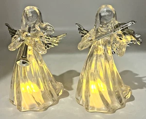2 statuine angelo acrilico trasparente vintage strumenti da gioco decorazione natalizia 6" - Foto 1 di 13