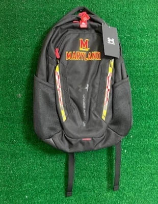 Mochila Under Armour Maryland Terps Hustle 6.0 NUEVA CON ETIQUETAS EMITIDA POR EL EQUIPO Negra 6016152 Foto 1 de 4