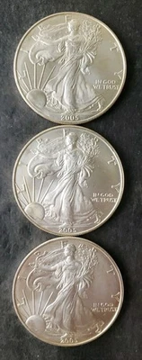 批量 3 件 2005 年 1 美元美国鹰银币 — 第 1/3 张图片