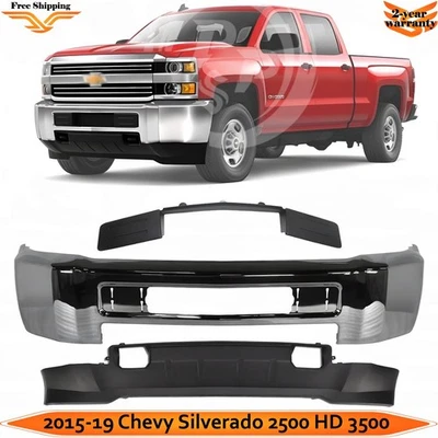 Front Bumper Chrome & Trim Kit For 2015-2019 Chevrolet Silverado 2500 HD 3500 HD Foto 1 de 4