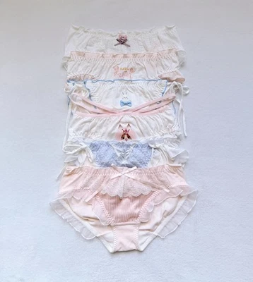 Set Of 6 Pairs US-S Japanese Style Lolita Sissy Cute Embroidery Panties Girls - Image 1 of 4