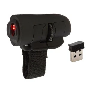 Mini Wireless USB Finger Mouse Bluetooth Handheld Mice for Laptop PC Black - Picture 1 of 12