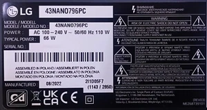 RICAMBI PER TV LG 43NANO796PC - Foto 1 di 18