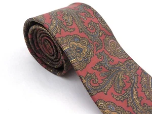 Jos A. Bank Clothiers Neck Tie Red & Gold 100% Silk Men's Tie 58-1/2" Long - Picture 1 of 9