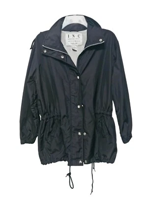 INC International Concepts Mujer Negro Talla P Chaqueta Cortavientos Impermeable con Capucha Foto 1 de 3
