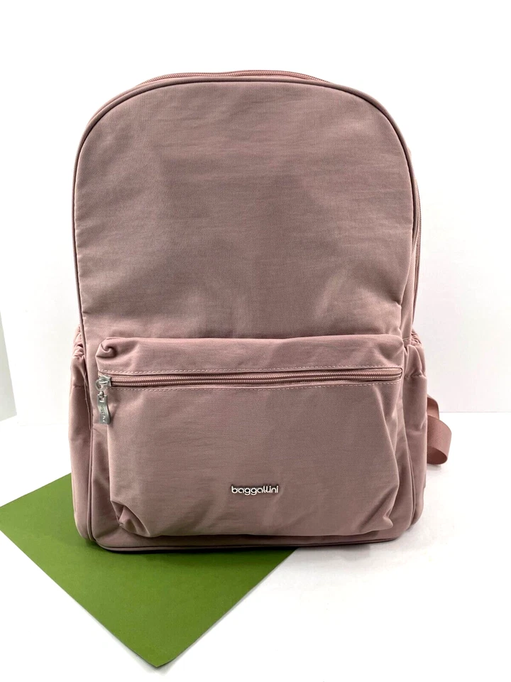Baggallini On The Go Laptop Backpack Travel Bag Woodrose Pink Computer Bag