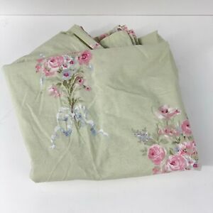Simply Shabby Chic Blush Beauty Shower Curtain Panel Green with Pink Roses 