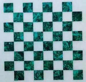Marble & Malachite Chess Top With Marble Pcs, Indoor Game Gifts For Him Decor - Picture 1 of 8