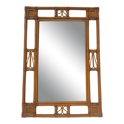 1970s Vintage Rattan Banboo Wall Mirror Cover