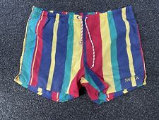 Nautica Striped Colorful Swim Trunk Shorts Mens Medium Vintage Beach 90s Wear