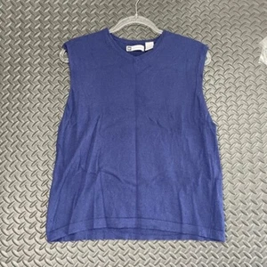 Bacharach Navy Blue Wool Blend V Neck Sweater Vest Women's Size Medium - Picture 1 of 7