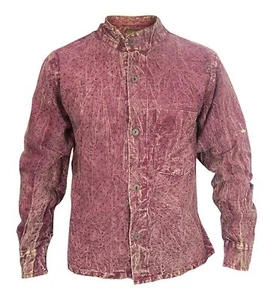 Freizeithemden Opa Stonewashed Sommer Gepunktet Langärmelig Baumwolle Hanf - Bild 1 von 12