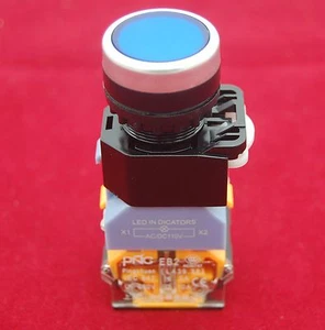 1PC 22MM Blue Maintain LED Illuminated pushbutton with flush push Plastic 12V - Picture 1 of 1