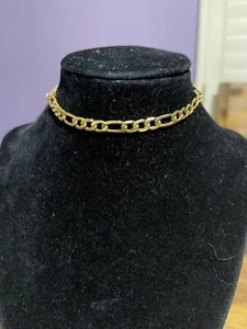 Brazalete tobillera cadena Figaro chapado en oro 18k tono dorado - Imagen 1 de 13