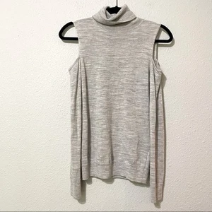 All Saints Grey Lightweight Cold Shoulder Turtleneck Sweater 4 Merino Wool - Picture 1 of 8