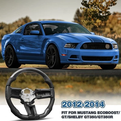Volante de fibra de carbono real para Ford Mustang GT Shelby GT500 2010-2014 Foto 1 de 4
