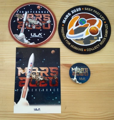 Juego de monedas, pegatinas y parches de lanzamiento de misión a Marte USSF USAF NASA VAFB 2020 - 4 piezas. Foto 1 de 2