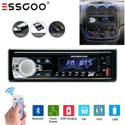 Single 1 DIN Car Stereo Radio MP3 Player AUX USB AM FM Bluetooth Audio Receiver - Image 1 of 4