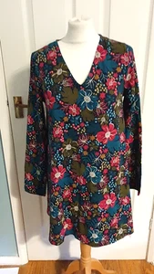Seasalt Cornwall Sea Cruise V neck Tunic Winter Camellia Mix new size 12 - Picture 1 of 3