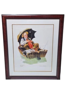 Edizione limitata Gone Fishing Norman Rockwell sierolitografia incorniciata COA #610/750 - Foto 1 di 10