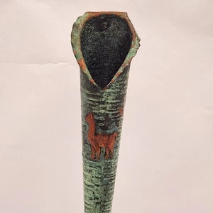 Peruanisches Lama 7,5" grüne Emaille Kupfer Knospe Vase Sammlerstück Blumen Knospe Floral - Bild 1 von 11