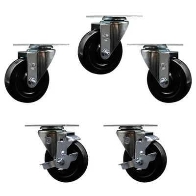 Avantco 178A4PCKIT5 4 Inch Replacement Caster Set with Brakes – Service Caster