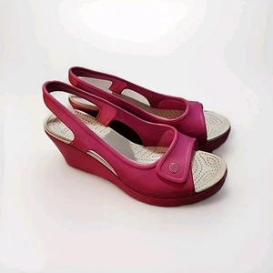 Crocs Damen-Sandalen 9W rosa Fersenriemen Plateau offene Zehenpartie Keilabsatz - Bild 1 von 3