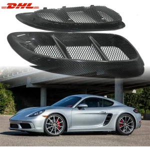 Full Carbon Fiber Side For Porsche 718 Cayman Boxster 2016-25 Vent Trim W/ Mesh - Picture 1 of 8
