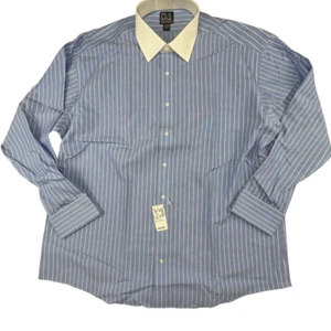 Camisa de vestir Joseph A Banks para hombre 17-34 azul a rayas elegante a medida sofisticada - Imagen 1 de 8