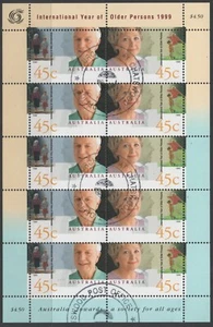 Australia 1999 Year of Older Persons Sheetlet of 10 Used/CTO - Bild 1 von 1