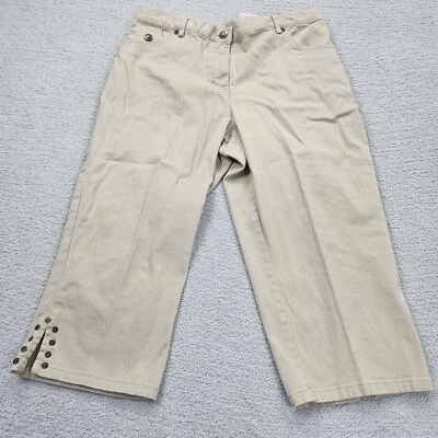 Ruby Rd Pants Capris Womens Size 8 (30x17.5) Light Khaki Stretch Studded - Image 1 of 4