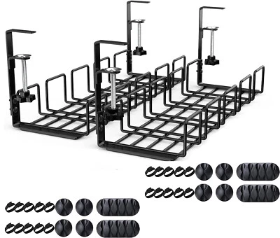 2X Kabelkanal Unter Schreibtisch Kabelmanagement Kabelkorb Organizer Ohne Bohren - Bild 1 von 4