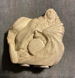 Native American Bust Sculpture Carved Stone Rock   2” By 6” By 6” - Picture 1 of 5