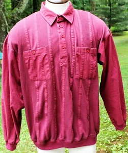 Vtg 80s Sears Men's Store Burgundy Red Long Sleeve Pullover Shirt Polo Sz XLT - Picture 1 of 10