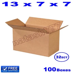 100 - 13x7x7 Cardboard Boxes Mailing Packing Shipping Moving Corrugated Carton - Picture 1 of 1