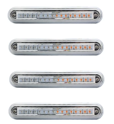 4 Stück Chrom-LED Stopp drei Funktionen 10-30V Hinten Kombination Leuchten LKW - Bild 1 von 4