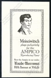 1920 Benno Moiseiwitsch retrato Ampico Knabe piano vintage anuncio impreso comercial - Imagen 1 de 7