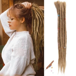 30PCS 20inch Brown Human Hair Dreadlocks Extension Real Hair Dreads Hippie Locs - Picture 1 of 11