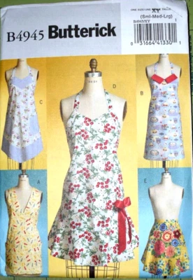 BUTTERICK PATTERN 4945  APRONS  MISSES SIZES SMALL MEDIUM LARGE UNCUT NEW  FF - Image 1 of 2