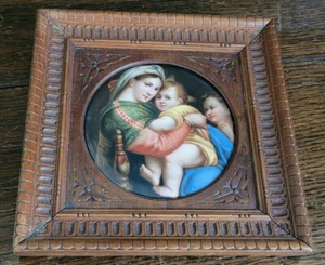 ANTIQUE KPM GERMANY HAND PORCELAIN PLAQUE OF MADONA£CHILD CHAIR PAINTIN/D025 - Picture 1 of 4