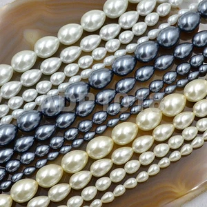 Top Quality Czech Glass Pearl Pear Teardrop Loose Beads 15.5"Pick Sizes & Colors - Picture 1 of 29