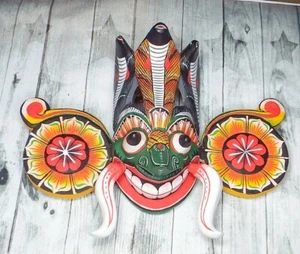 Handmade Wood Wall Hanging Sri Lankan Eagle Cobra Mask 8" (Stunning Home Decor) - Picture 1 of 8
