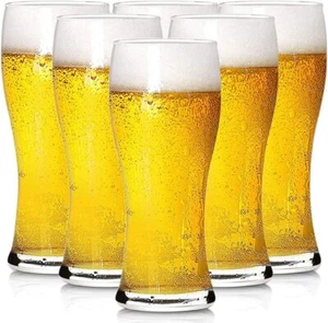16oz Beer Glasses Set Of 6 Pilsner Beer Glass Craft Beer Glasses Beer Glassware - Picture 1 of 6