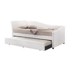 Benjara 42" Transitional Faux Leather Twin Daybed and Trundle in White